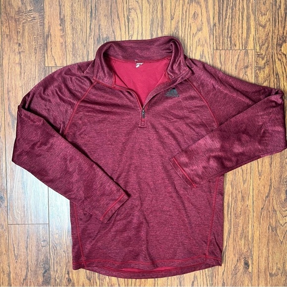 Adidas Climalite Burgundy Red Long Sleeve Half Zip Athletic Top Size Large - Picture 11 of 14